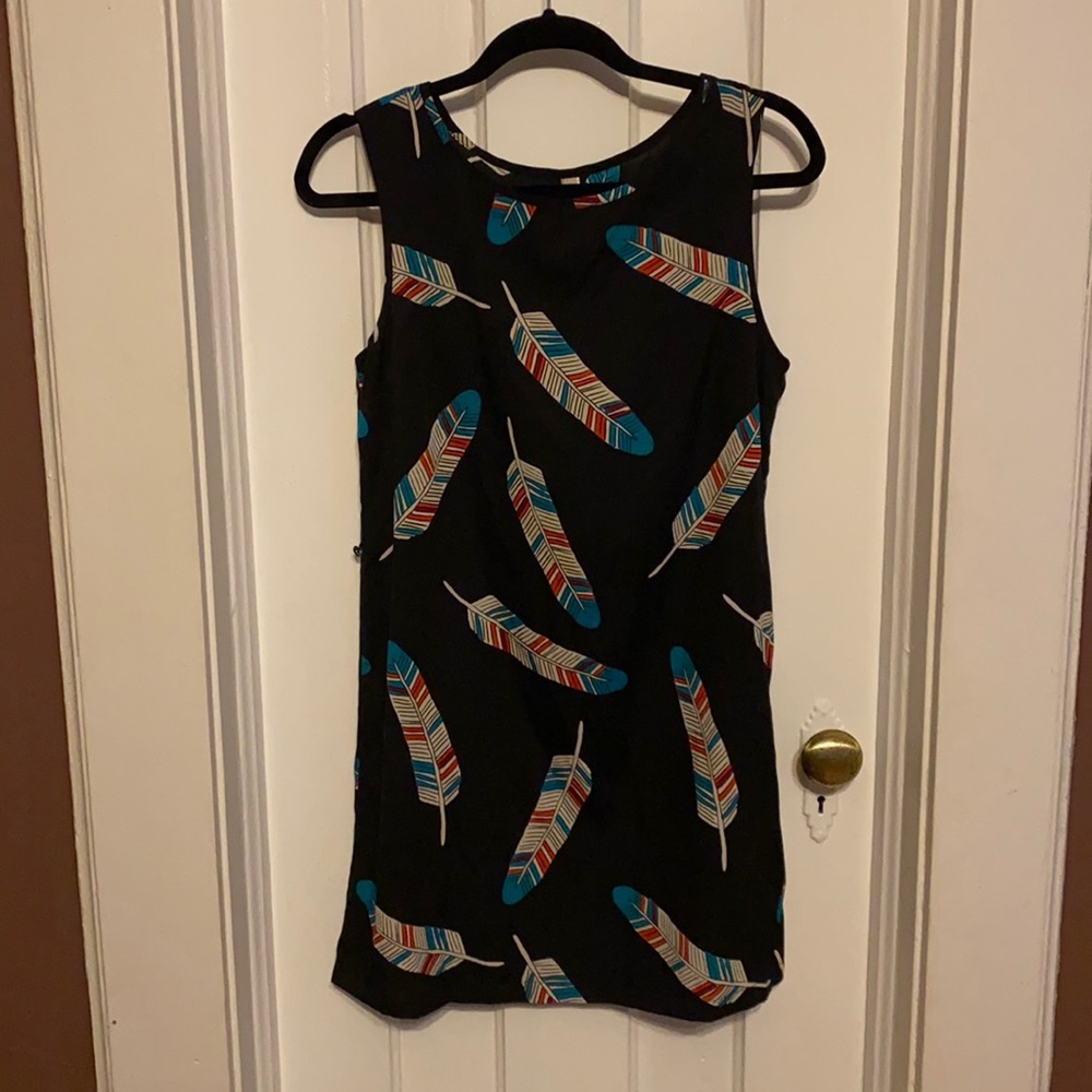 Mini Dress with Feather Pattern